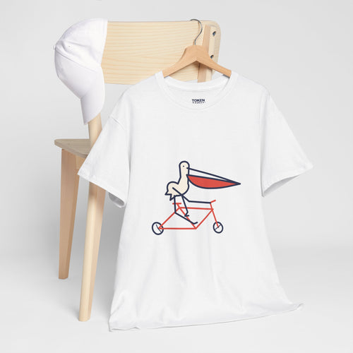 Bad pelican on a bike T-shirt