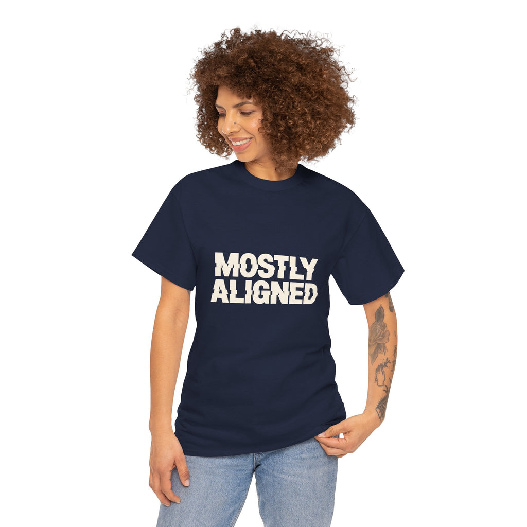 Mostly aligned text T-shirt