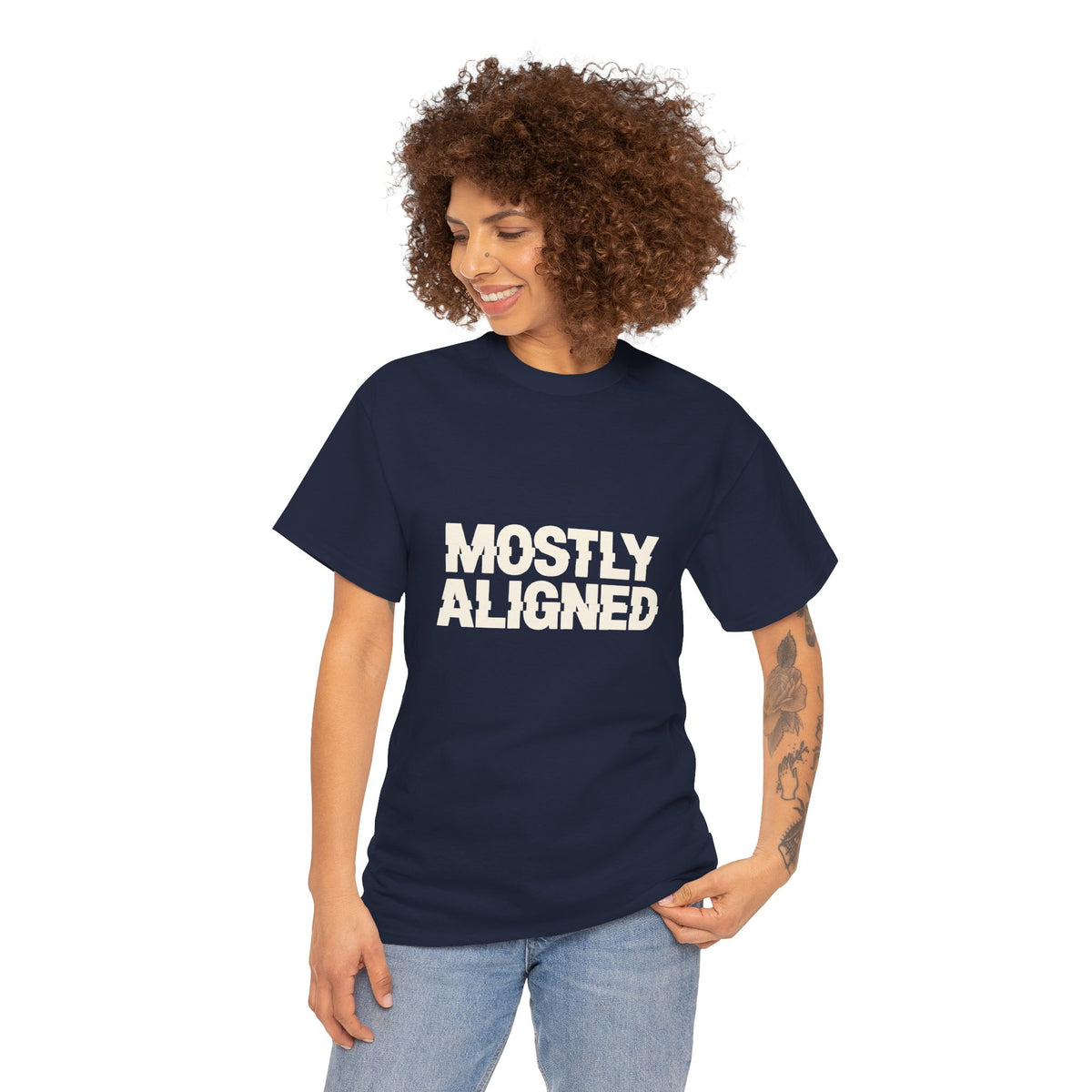 Mostly aligned text T-shirt